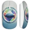 Image de Souris sans fil - Pyramide - Art design - Compatible Mac et PC - Clé USB wifi - Blanc