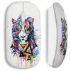 Image de Souris sans Fil - MANIACASE - Tiger painted - Couleur Blanc - Clé USB wifi incluse - Compatible Mac et PC