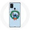 Image de Coque pour Samsung Galaxy A21s Stitch neige joyeux Noël bleu