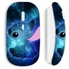 Image de Souris sans fil maniacase blanche Stitch bleu frand bleu