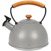 Image de Bouilloire Traditionnelle En Acier Avec Sifflet, Induction Gaz Grise Wooden 2,9 L