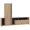 Image de Mur TV avec 3 portes et 3 niches - Naturel clair et noir - BELUTZY