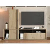 Image de Mur TV avec 3 portes et 3 niches - Naturel clair et noir - BELUTZY