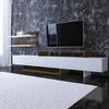 Image de Ensemble meuble TV 2 portes avec étagère mural RIVA - Blanc