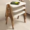 Image de Paris Table Gigogne (3 Pièces) 100 % Mélamine Noyer, Crème