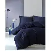 Image de Set Housse De Couette 240x220cm Et 2 Taies D'oreiller Lovina Uni Satin De Coton Bleu Foncé