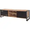 Image de Meuble Tv 2 Portes 2 Niches Style Industriel Bois Chêne Clair Et Métal Noir Dukita 180cm