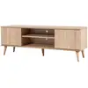 Image de Meuble Tv En Bois Clair À Lamelles Avec Niche Kiza 200