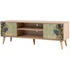 Image de Meuble Tv En Bois Clair À Lamelles Avec Niche Kiza 727