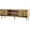 Image de Meuble Tv En Bois Clair À Lamelles Avec Niche Kiza 729