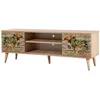 Image de Meuble Tv En Bois Clair À Lamelles Avec Niche Kiza 740