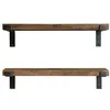 Image de Toilinux - Ensemble de 2 étagères murales en bois et métal design industriel LAMO - L. 60 x l. 14 cm - Marron