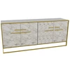 Image de Buffet En Bois Blanc Effet Marbre Et Métal Doré 4 Portes Bali 180cm