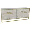 Image de Buffet en bois blanc effet marbre et métal doré 4 portes bali 180cm Buffet