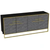 Image de Buffet En Bois Noir Effet Marbre Et Métal Doré 4 Portes Bali 180cm