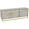 Image de Meuble Tv En Bois Blanc Effet Marbre Et Métal Doré Bali 160cm