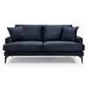 Image de Canapé 2 Places Design Tissu Velouté Bleu Marine Kombaz 175cm