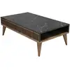 Image de Table basse en bois noyer et noir effet marbre avec rangement roma 105cm Yemaya