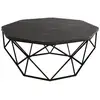 Image de Table Basse Octogonale Bois Noir Effet Marbre Et Pieds Acier Noir Diva 90cm