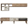 Image de Esemble Meuble Tv En Bois Noyer Et Blanc Effet Marbre Roma 180cm