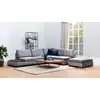 Image de Canapé D'angle Velours Avec Plateau En Bois Noyer Bakiza 313cm-gris-angle Droit-avec Pouf