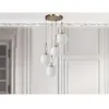 Image de Lustre en métal 4 globes - D. 30 x H. 70 cm - Blanc et cuivre - ASROUN