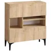 Image de CALICOSY - Buffet 3 niches et 4 portes décor chêne H125 cm - KRISTA - Bois clair