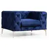 Image de Fauteuil Capitonné Velours Bleu Marine Et Pieds Chromés Herakles 108cm