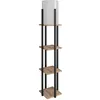 Image de Lampadaire Combiné 3 Étagères Ulkoda 135cm Bois Naturel Et Noir Et Tissu Blanc