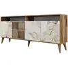 Image de Buffet En Bois Noyer Et Blanc Effet Marbre 4 Portes Roma 180cm