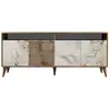 Image de Buffet en aggloméré 4 portes milan noyer et imitation marbre blanc 845HCT5317
