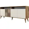 Image de Buffet - Milan - 4 Portes - 180 X 78 X 35 Cm - Noyer / Creme