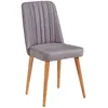 Image de Chaise De Salle À Manger Velours Gris Et Bois Naturel Akira