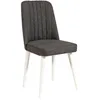 Image de Chaise De Salle À Manger Tissu Anthracite Et Bois Blanc Akira