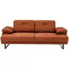 Image de Canapé Droit Moderne 2 Places Tissu Doux Orange Pieds Métal Noir Kustone 199cm