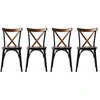 Image de Chaise De Cuisine En Métal Noir Et Bois Massif Foncé Loryne - Lot De 4