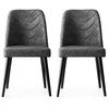 Image de Chaise De Salle À Manger Velours Gris Et Bois Noir Kinda - Lot De 2