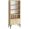 Image de Bibliothèque Mayar 4 Étagères Et 2 Portes L60xh175cm Chêne Clair