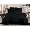 Image de Parure De Lit - 1 Housse De Couette 220 X 240 Cm + 2 Taies D'oreiller 60 X 60 Cm - 80% Coton, 20% Polyester - Noir