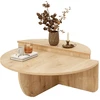 Image de Table Basse En Bois 2 Niveaux Modulables Podila 90cm-marron Clair
