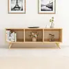 Image de Meuble Tv Tina - 120x30x48cm - 3 Compartiments - Décor Chêne