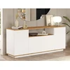Image de Buffet avec 4 portes et 1 étagère - Blanc et naturel - LOTULA
