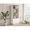 Image de Bibliothèque avec 2 portes et 4 niches - Blanc et naturel - LOTULA