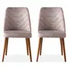 Image de Chaise De Salle À Manger Velours Beige Et Bois Noir Kinda - Lot De 2