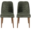 Image de Chaise De Salle À Manger Velours Vert Foncé Et Bois Noir Kinda - Lot De 2