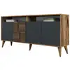 Image de Buffet en bois noyer et anthracite 4 portes roma 160cm 845HCT5329
