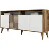 Image de Buffet En Bois Noyer Et Blanc 4 Portes Roma 160cm