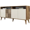 Image de Buffet En Bois Noyer Et Crème 4 Portes Roma 160cm