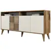 Image de Buffet en bois noyer et crème 4 portes roma 160cm 845HCT5333