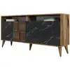 Image de Buffet en bois noyer et noir effet marbre 4 portes roma 160cm 845HCT5334